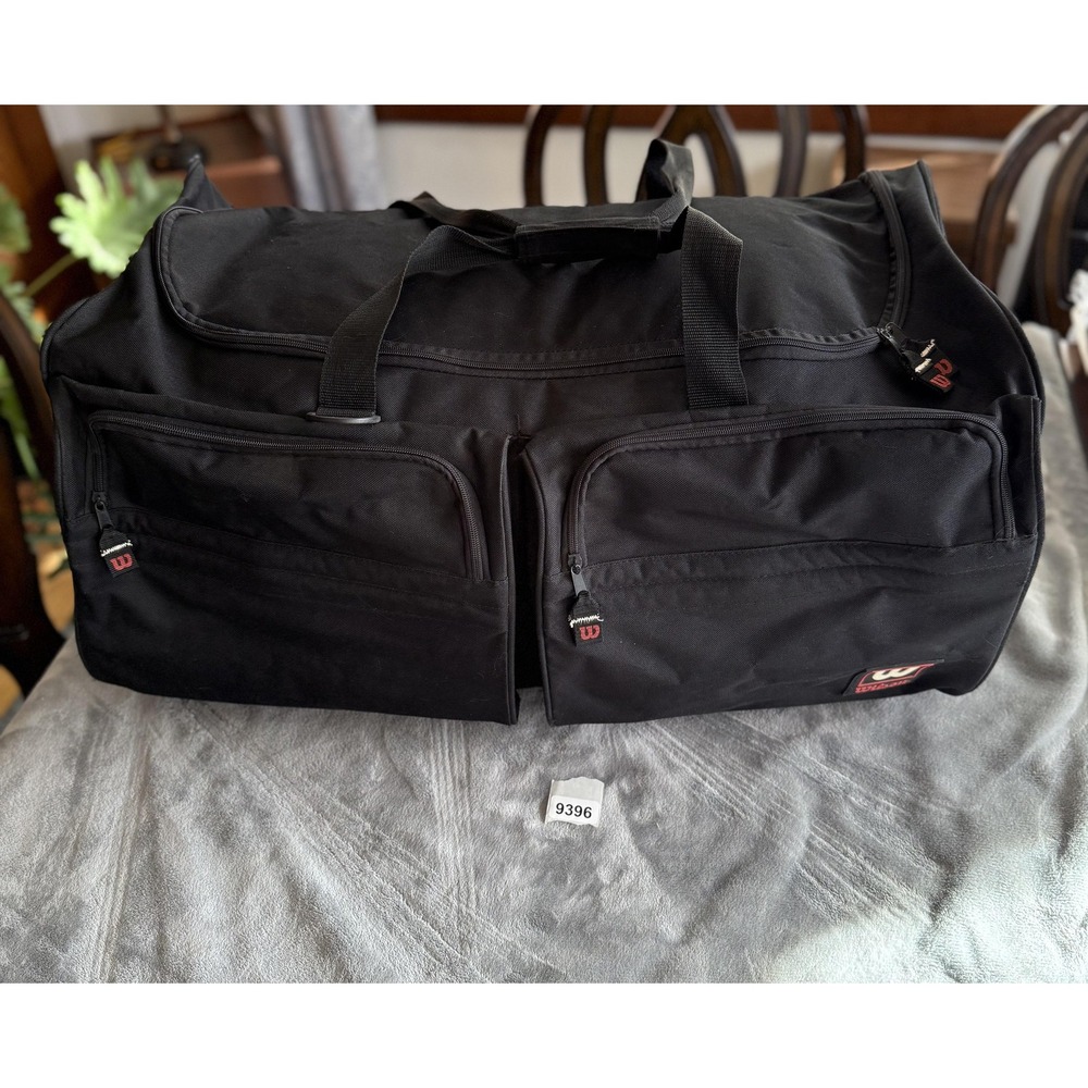 Wilson Black Rolling Duffel Bag Large Wheeled Travel Luggage Sports Gear